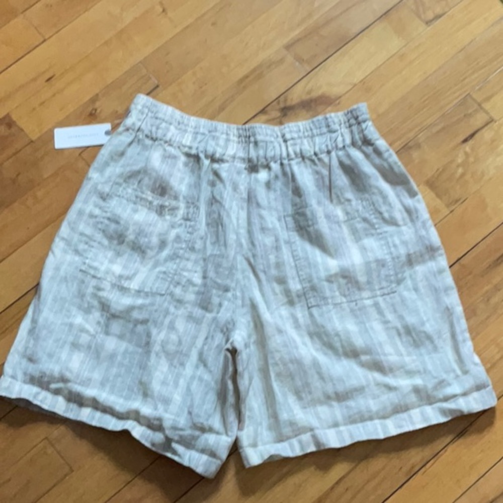 ANTHROPOLOGIE Beachy Linen Short Striped Pull on Drawstring - Picture 10 of 12